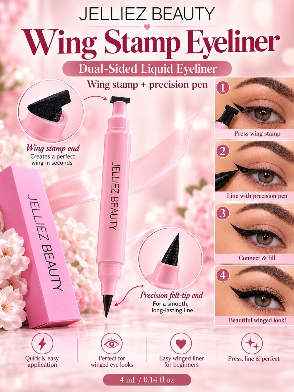 Wing Stamp Eyeliner — Pink Dual-Sided Liquid Liner